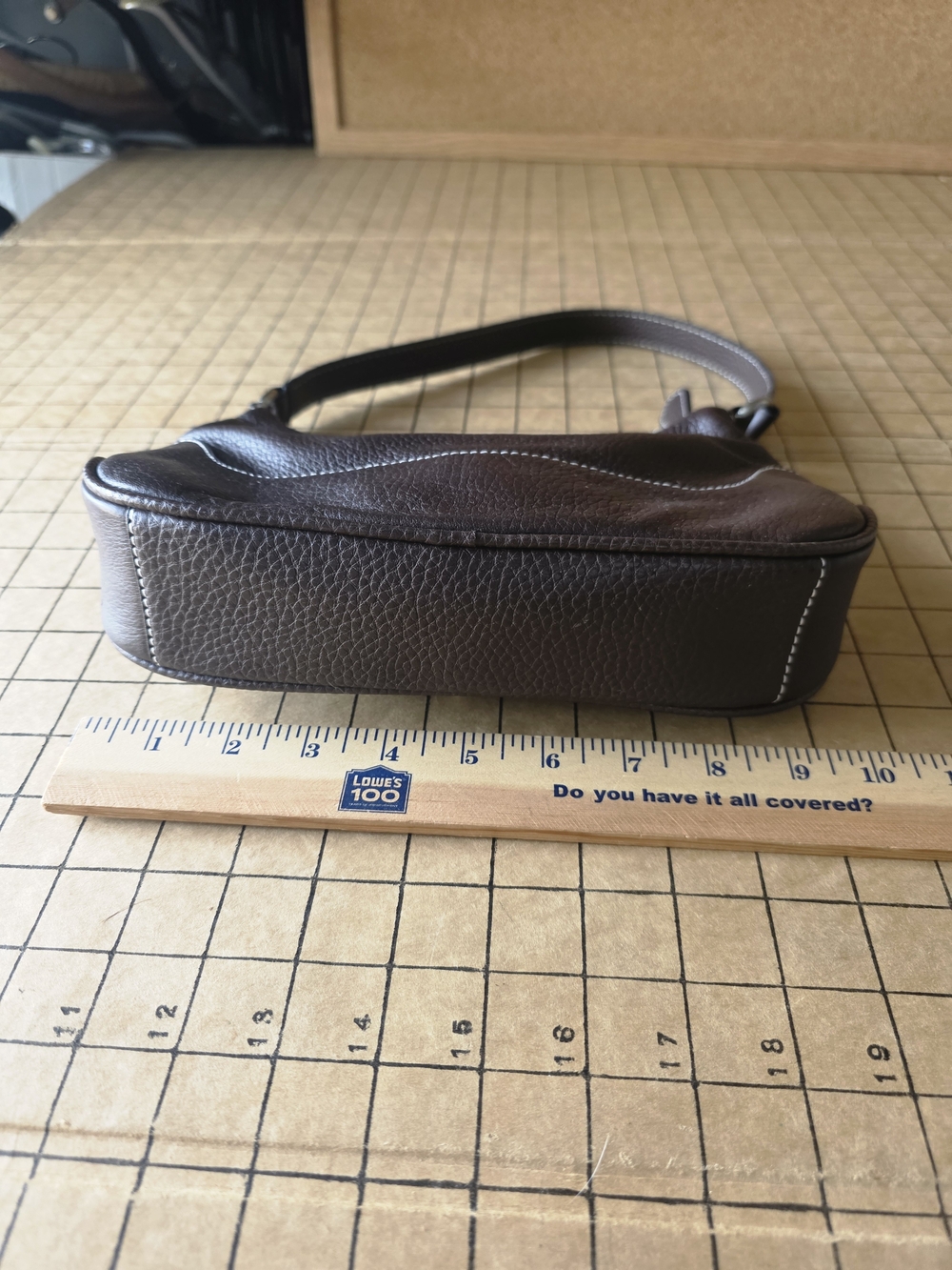 Vintage Wilsons Leather Y2K Brown Pebbled Mini Baguette Shoulder Bag O-Ring - Picture 3 of 16